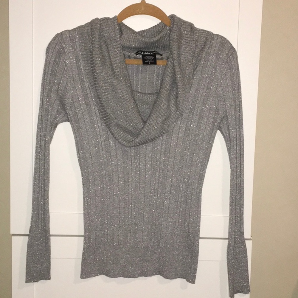 Silver Cowl Neck Sweater
